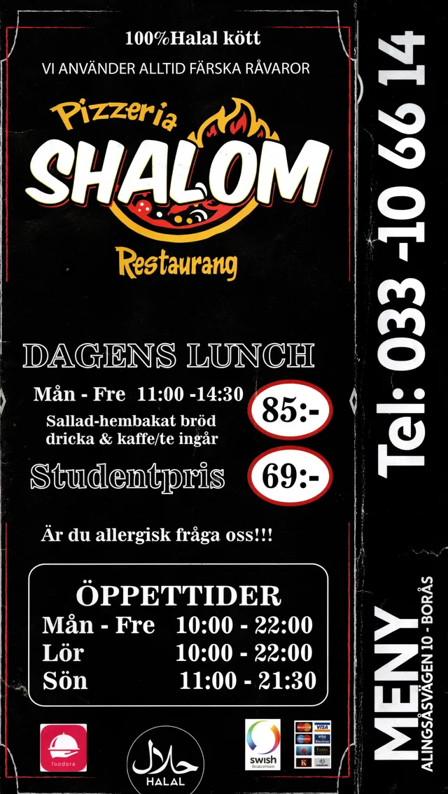 Menyn för Shalom, Borås
