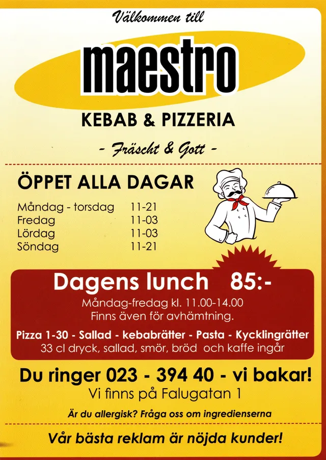 Menyn för Maestro, Falun