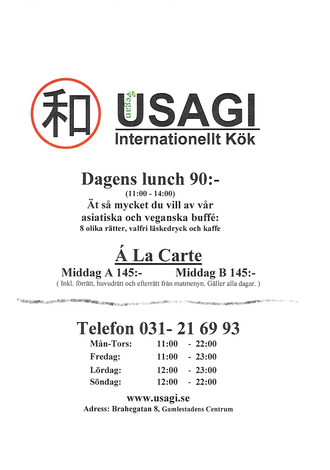 Bild på menyn för Usagi, Göteborg