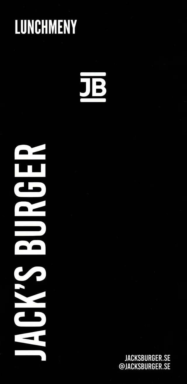 Menyn för Jack's Burgers, Uddevalla