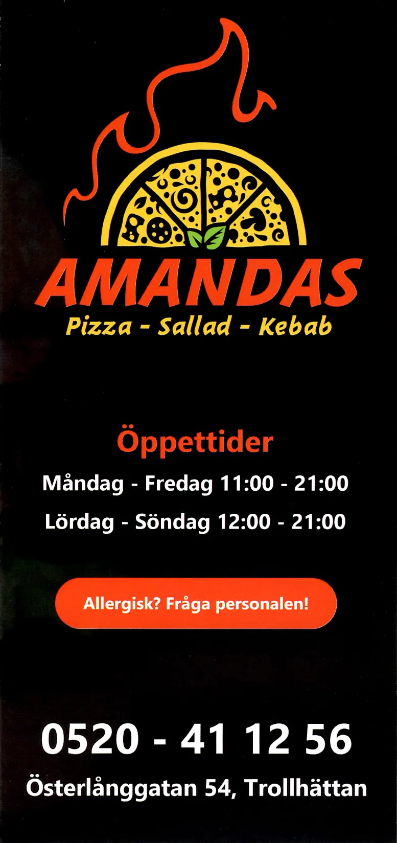 Bild på menyn för Amandas, Trollhättan