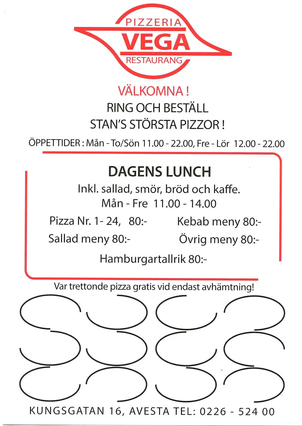 Bild på menyn för Vega Restaurang, Avesta