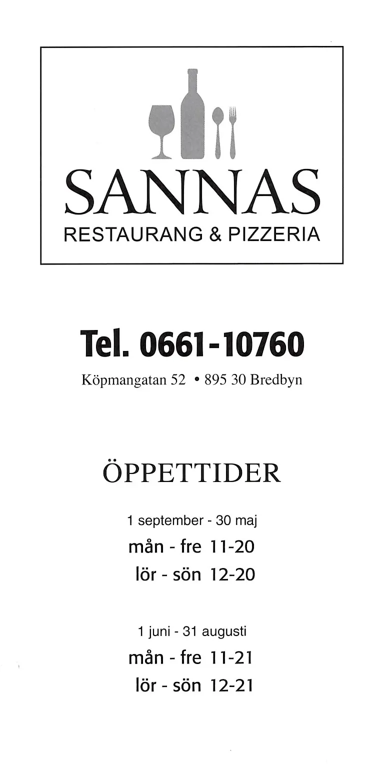 Bild på menyn för Sannas, Örnsköldsvik