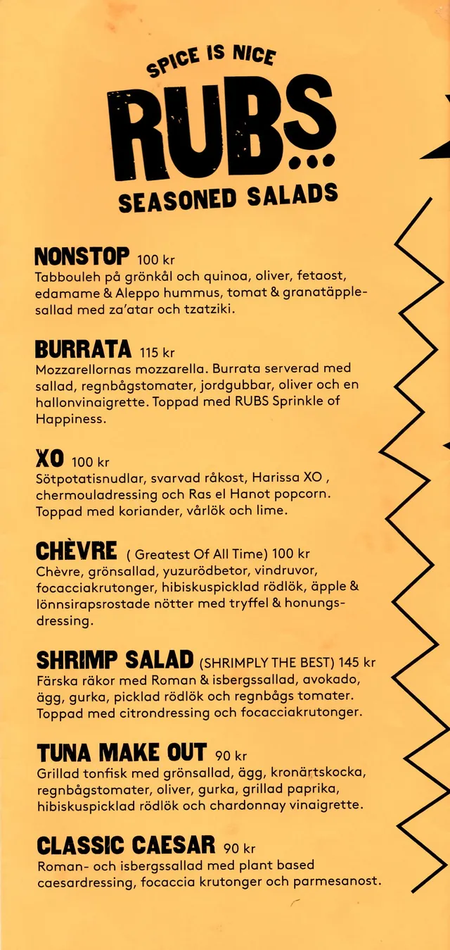 Menyn för Rubs, Göteborg