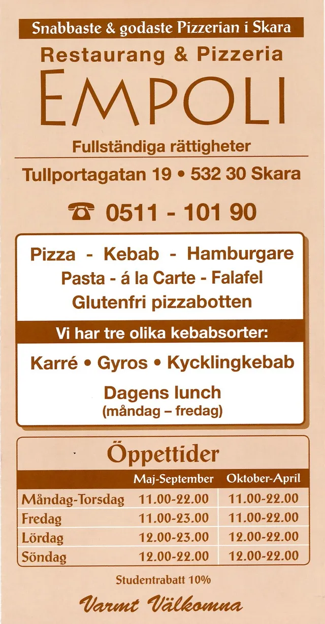Menyn för Empoli, Skara