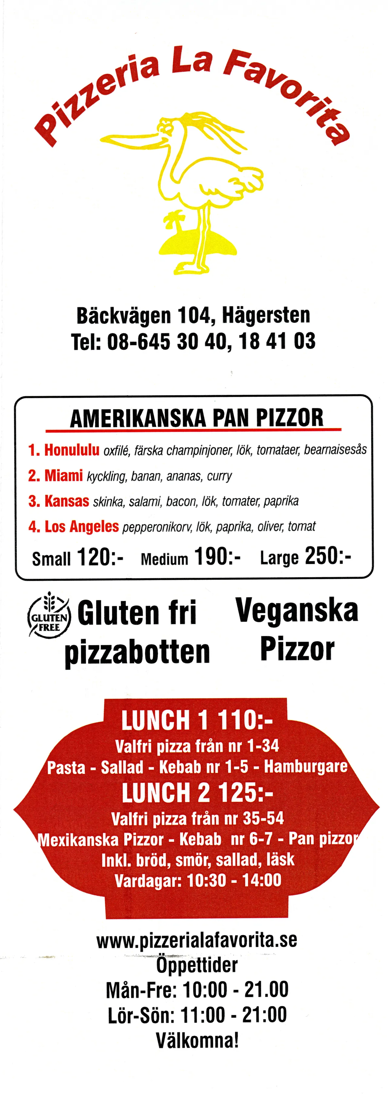 Bild på menyn för La Favorita, Stockholm