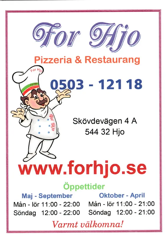 Menyn för For Hjo, Hjo