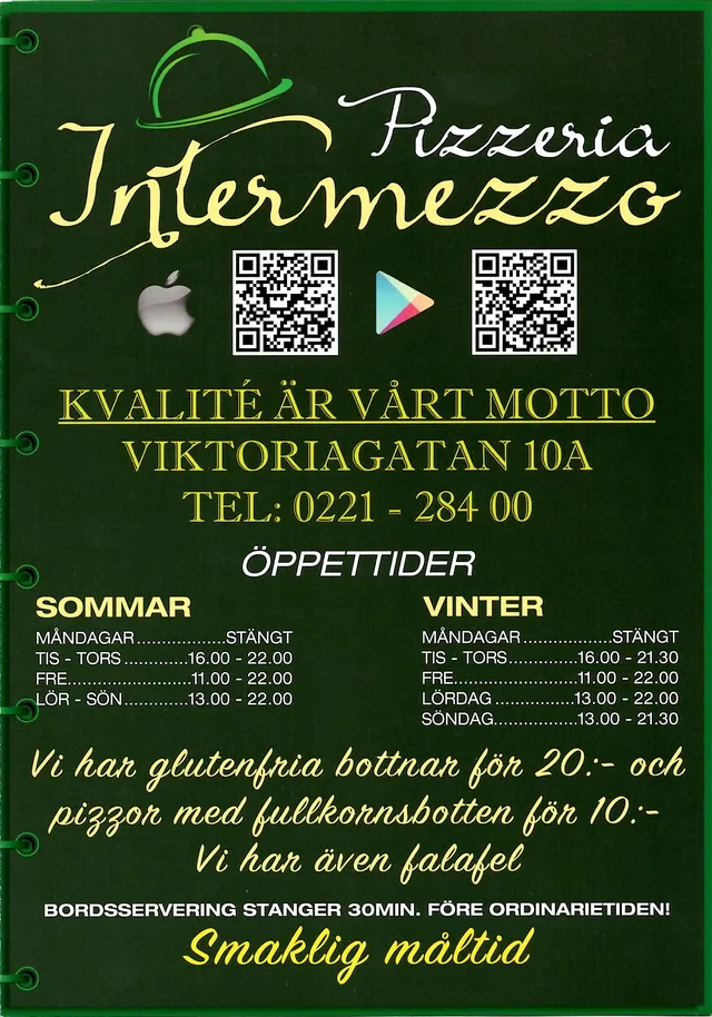 Menyn för Intermezzo, Köping