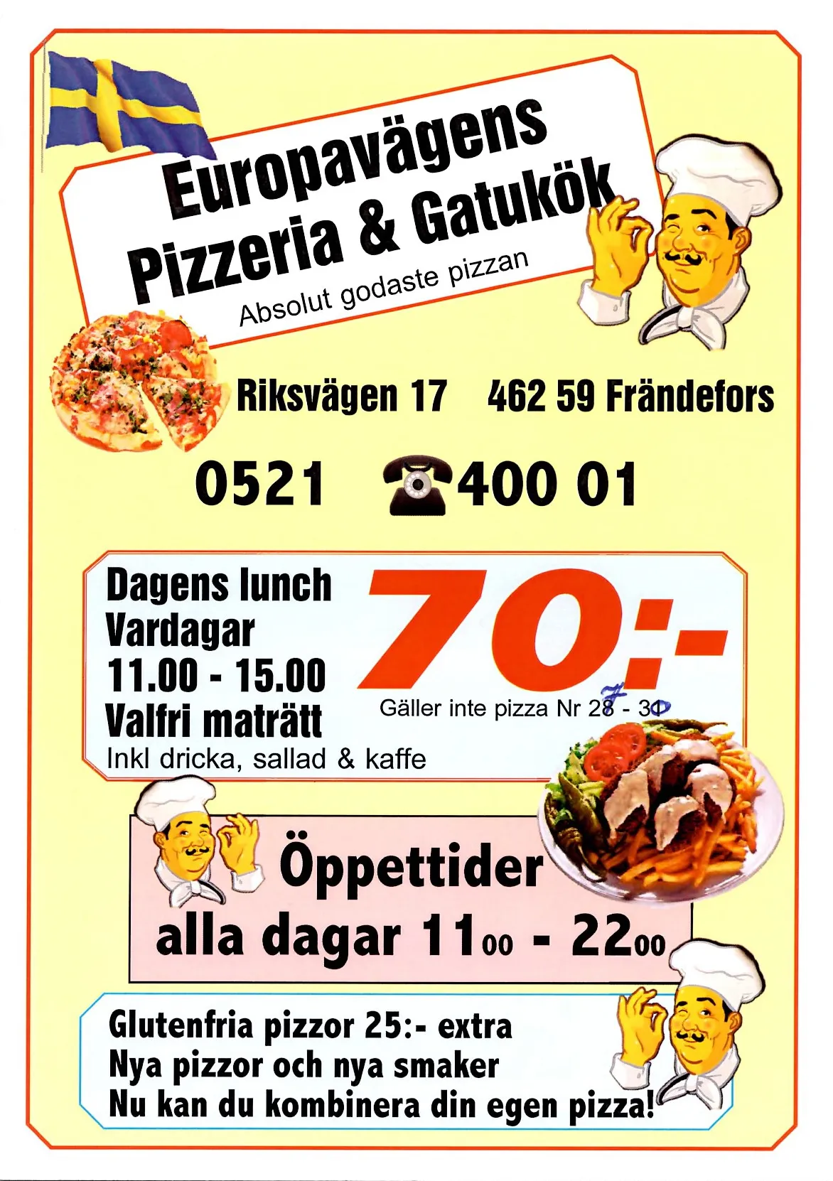 Bild på menyn för Europavägens Pizzeria, Vänersborg