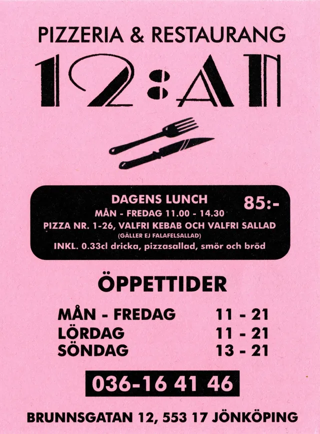 Menyn för 12:an, Jönköping