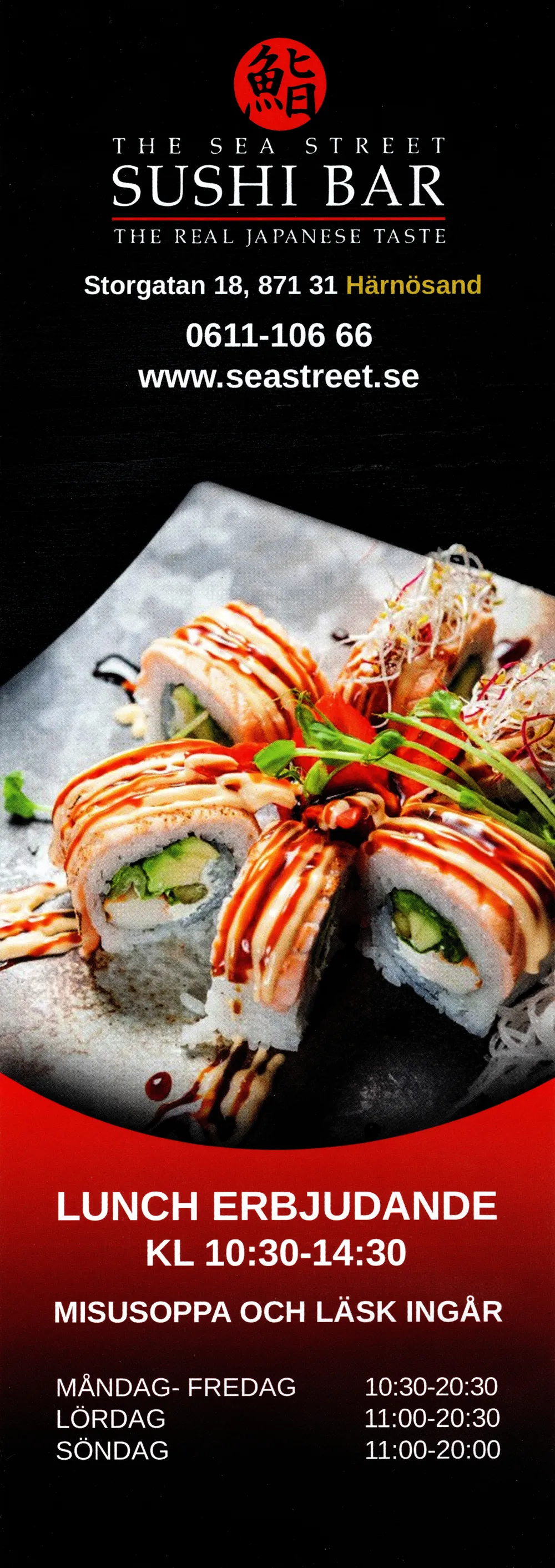 Bild på menyn för The Sea Street Sushi Bar, Härnösand