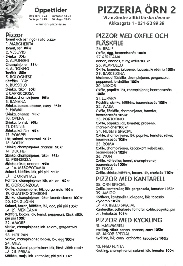 Menyn för Örn 2, Göteborg