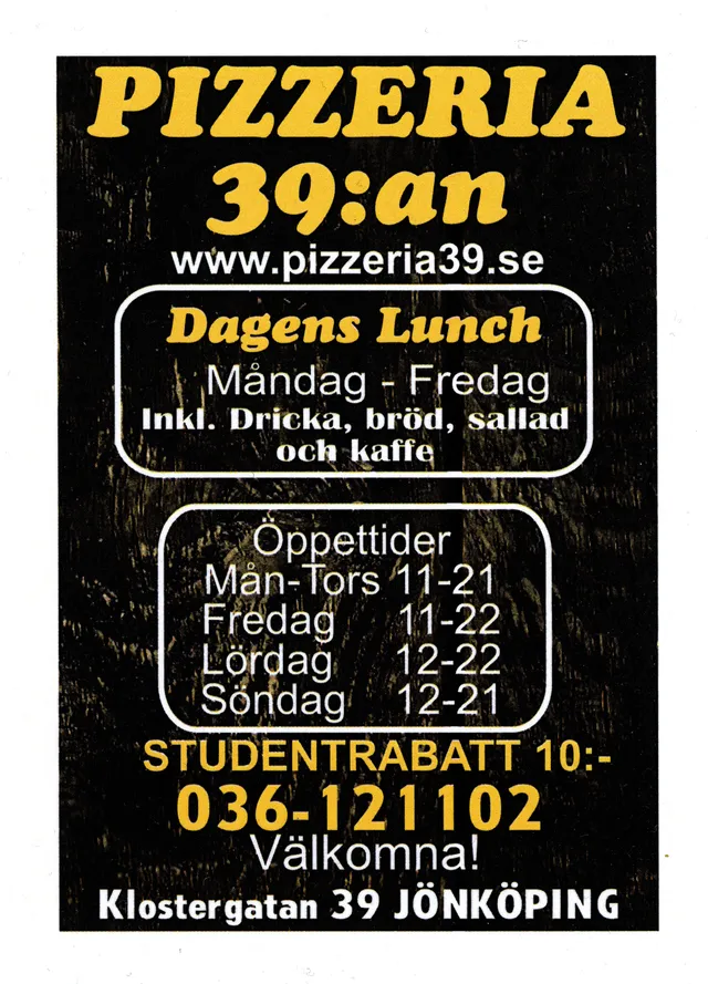 Menyn för 39:an, Jönköping