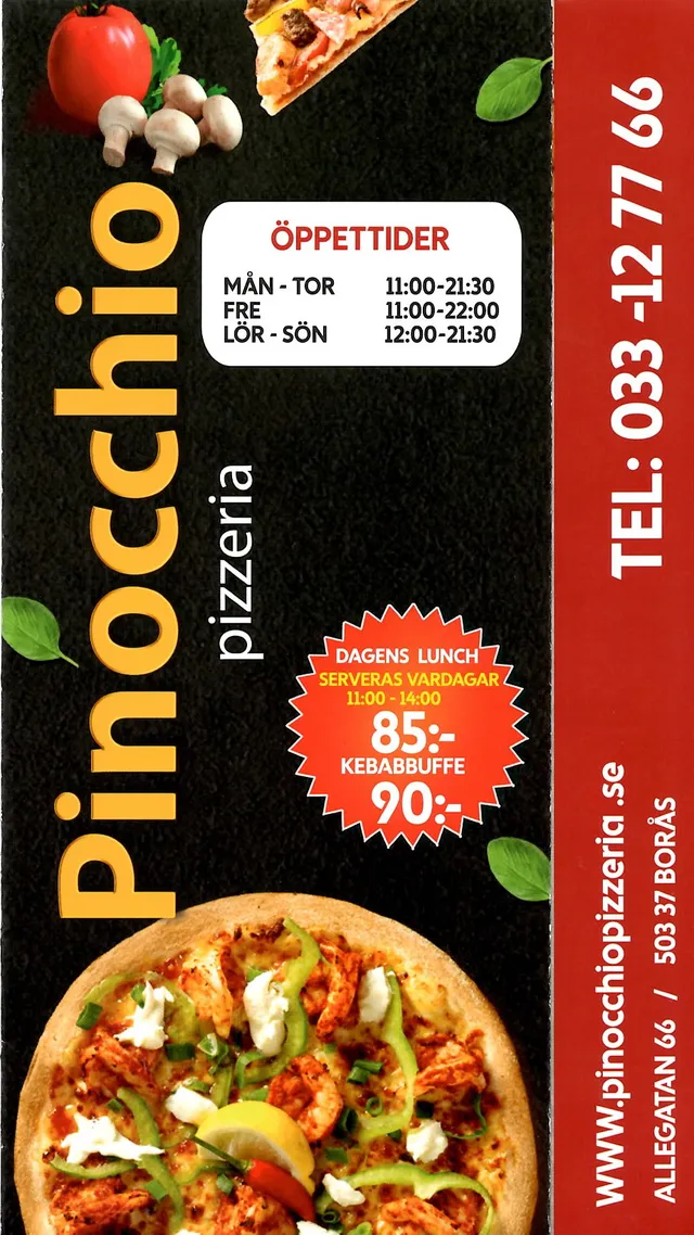 Menyn för Pinocchio, Borås