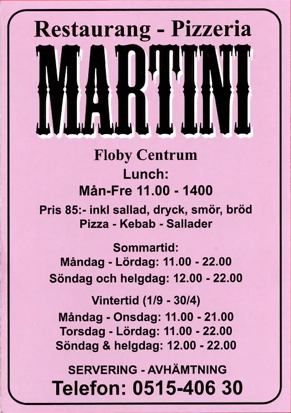 Menyn för Martini, Falköping