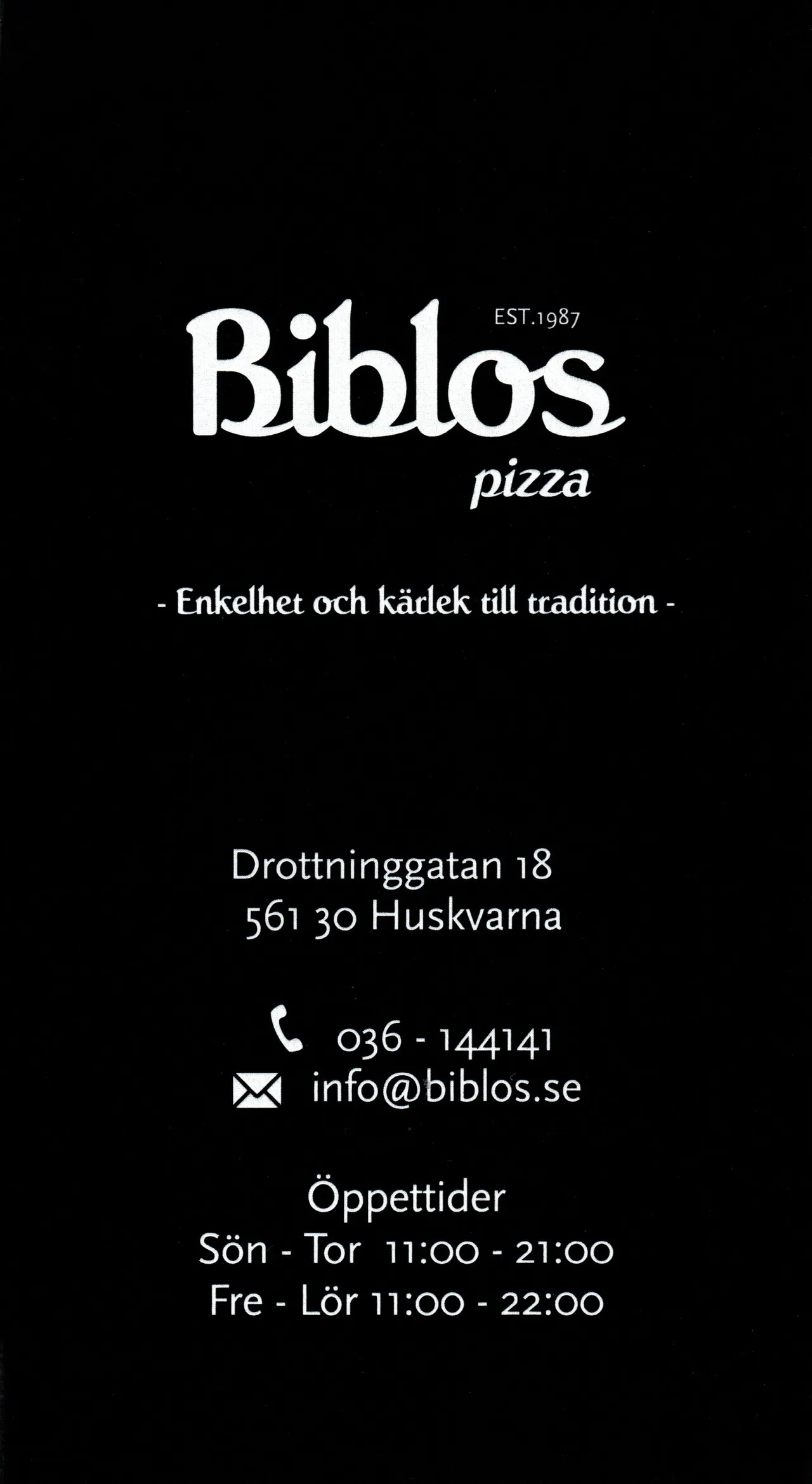 Bild på menyn för Biblos Pizza, Jönköping