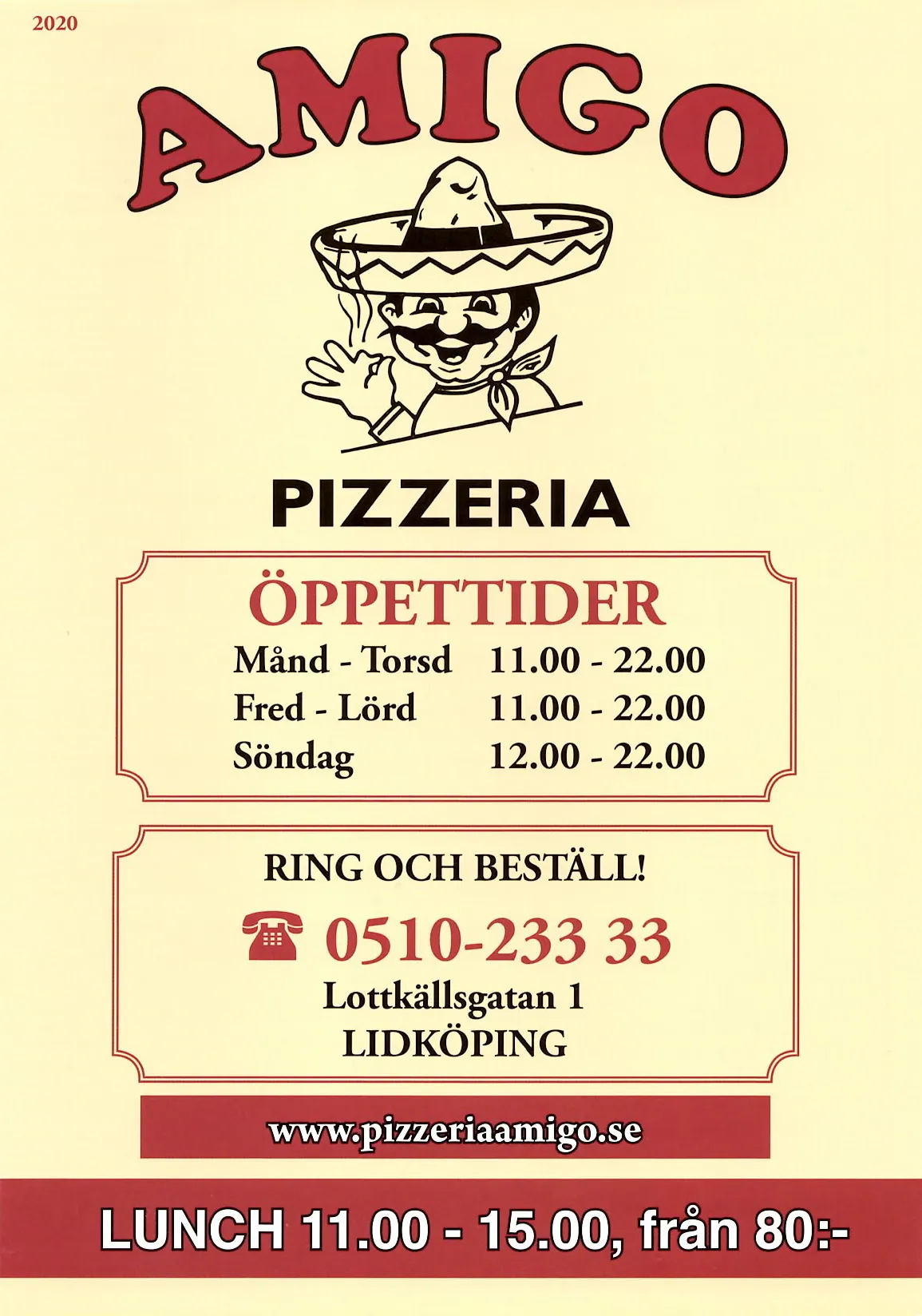 Bild på menyn för Amigo, Lidköping
