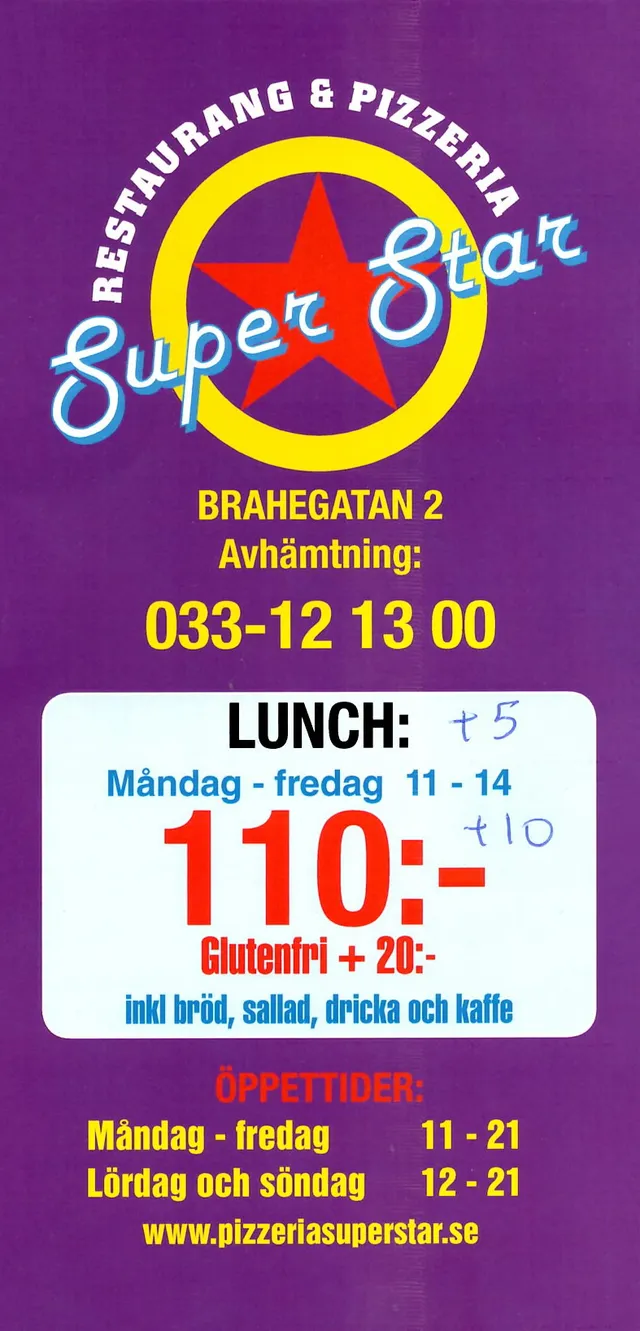 Menyn för Superstar, Borås