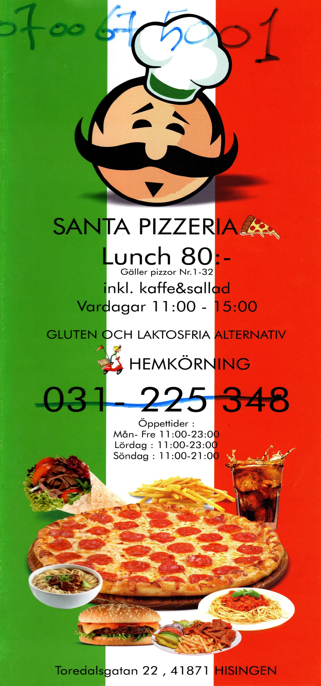 Bild på menyn för Santa Pizzeria, Göteborg