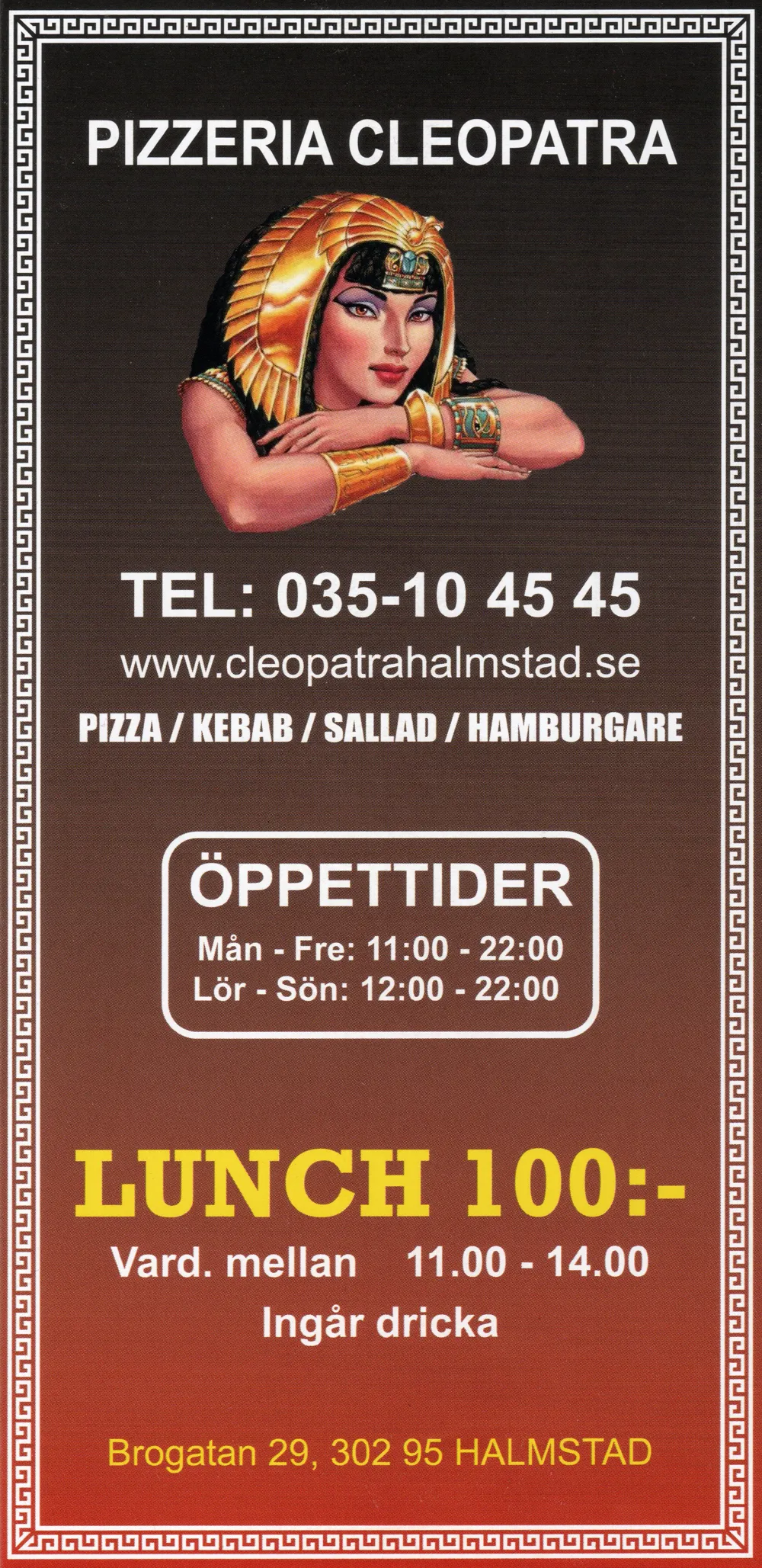 Bild på menyn för Cleopatra, Halmstad