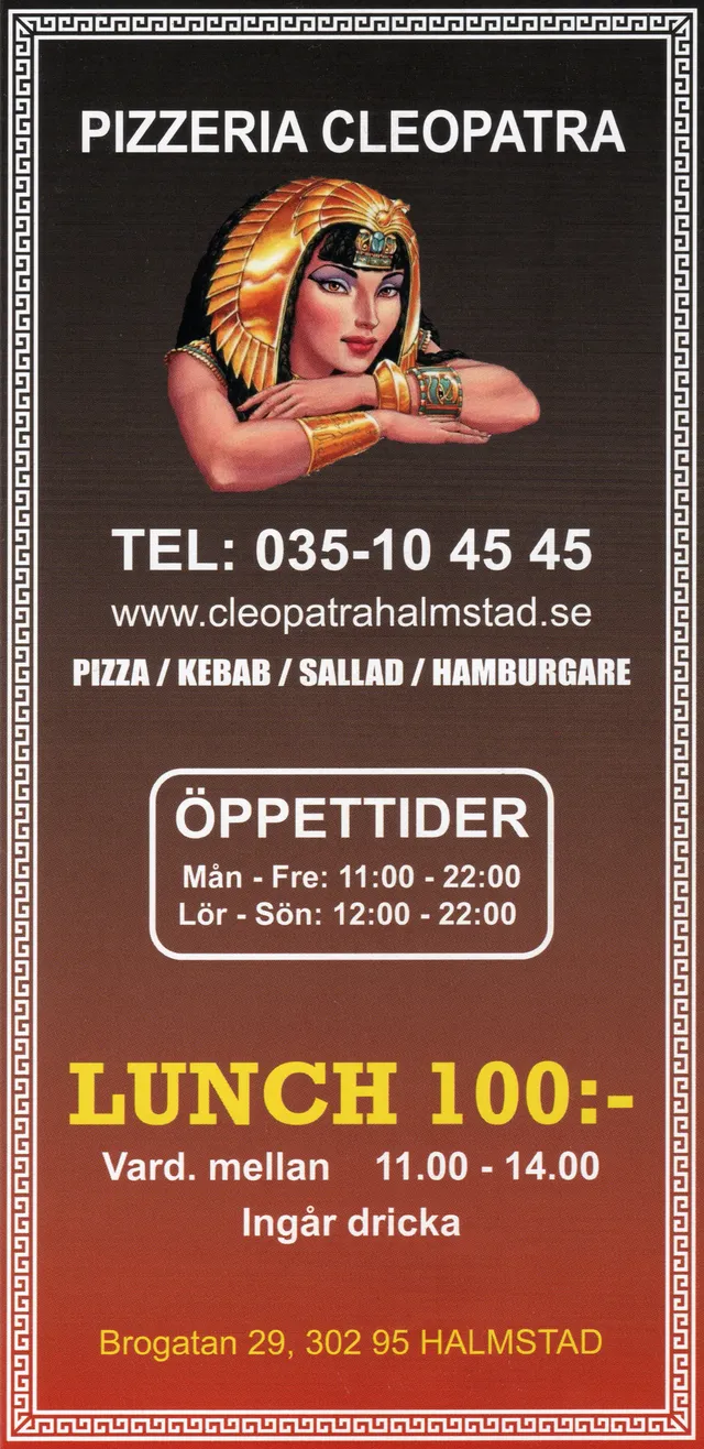 Menyn för Cleopatra, Halmstad