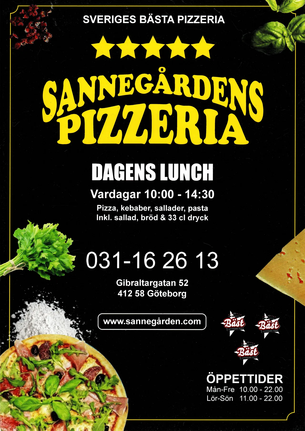 Bild på menyn för Sannegårdens Pizzeria, Göteborg