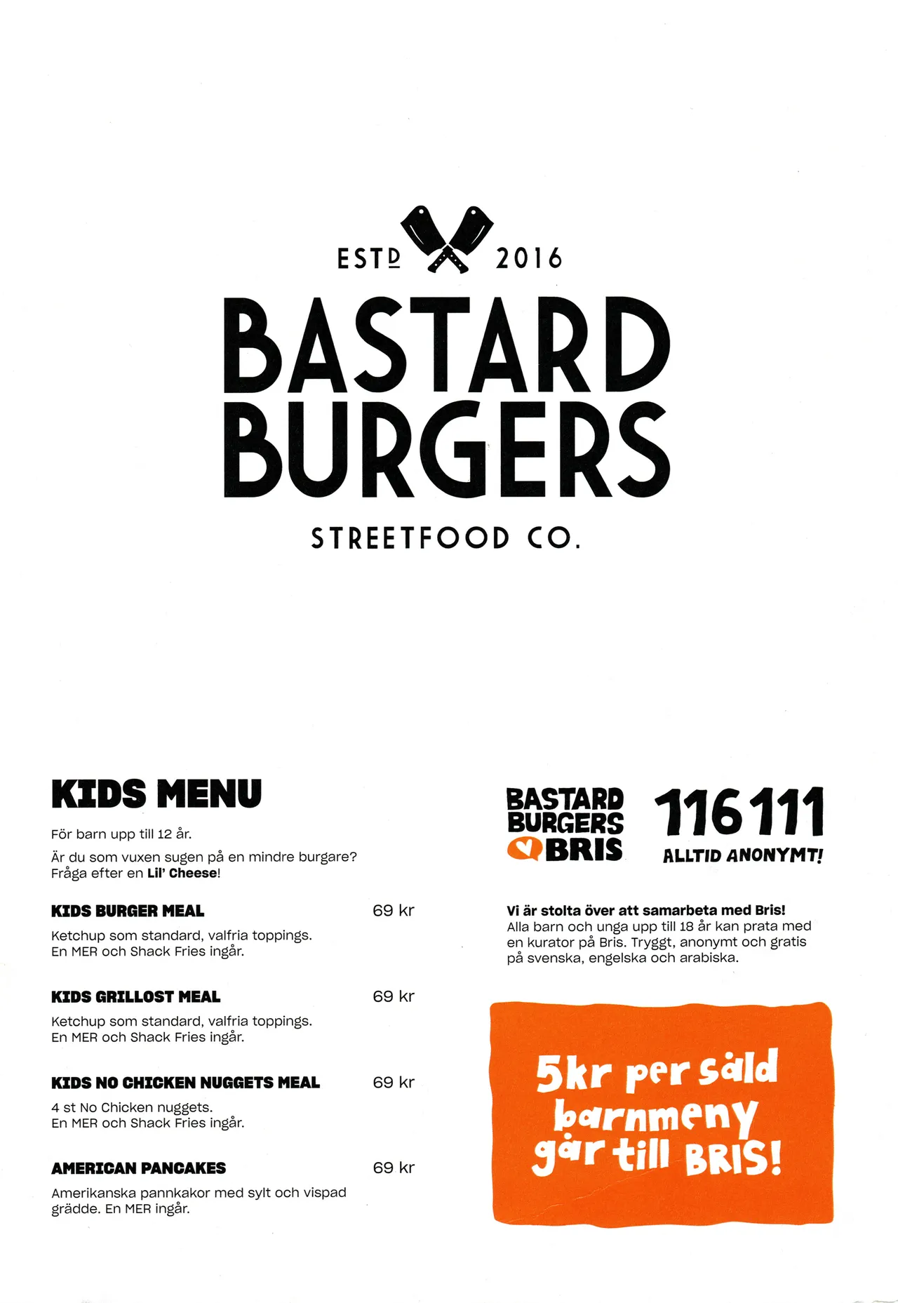Bild på menyn för Bastard Burgers, Linköping