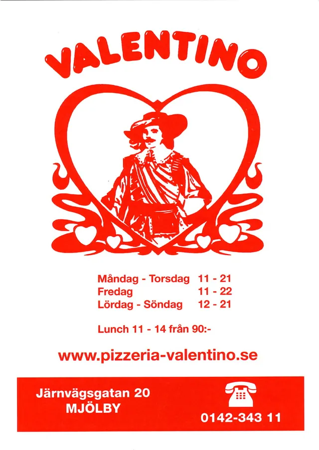 Menyn för Valentino, Mjölby