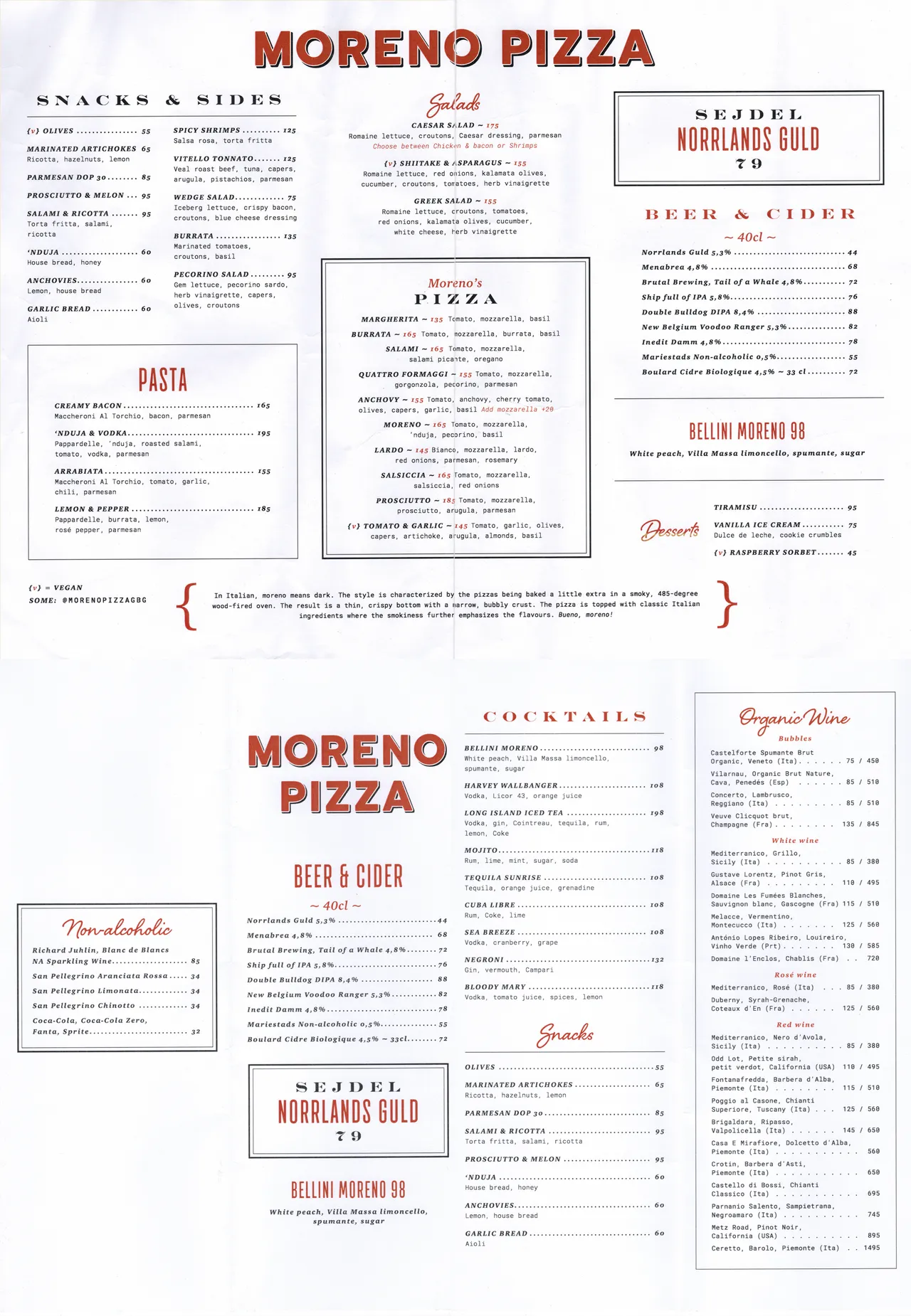 Bild på menyn för Moreno Pizza, Göteborg