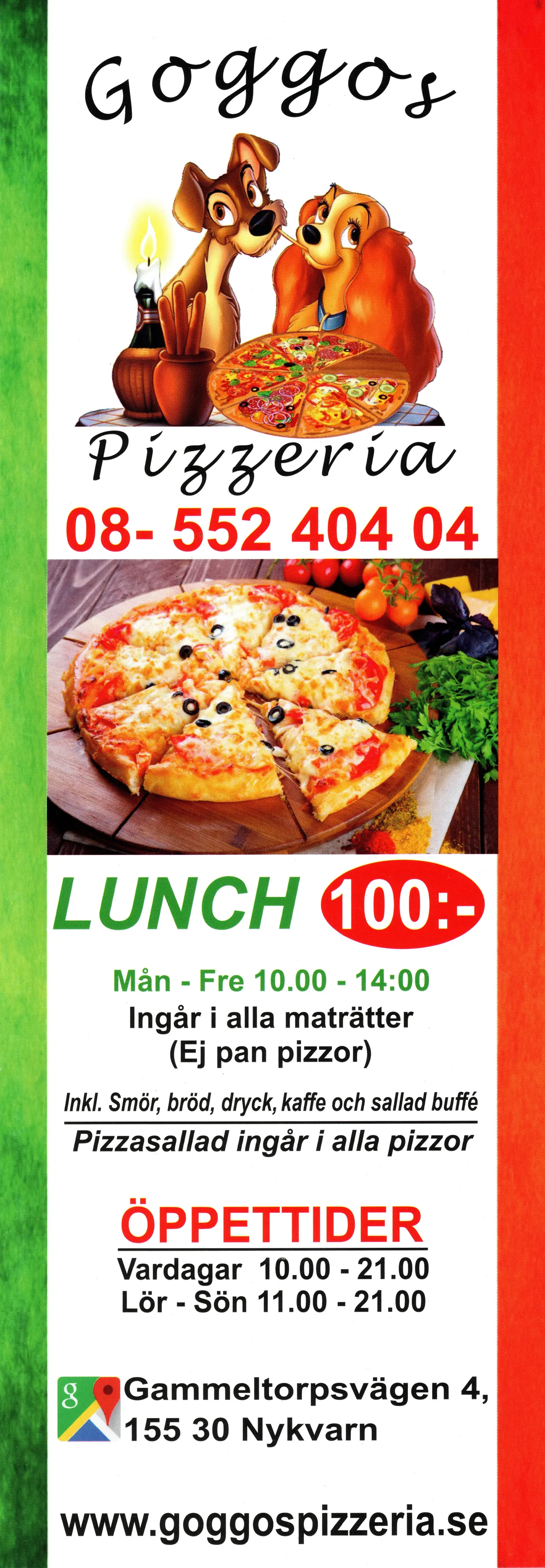 Bild på menyn för Goggos Pizzeria, Stockholm