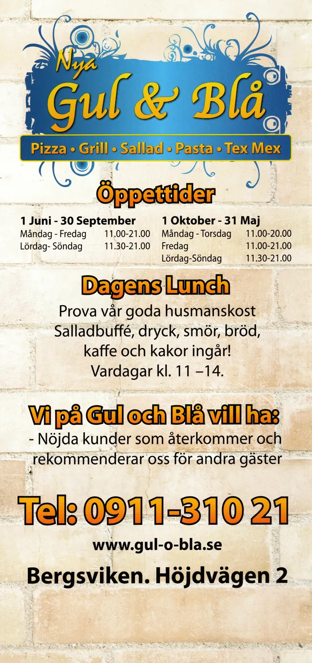 Menyn för Gul & Blå, Piteå