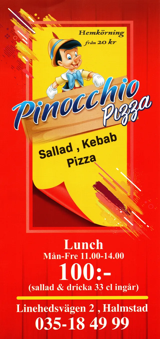 Menyn för Pinocchio, Halmstad
