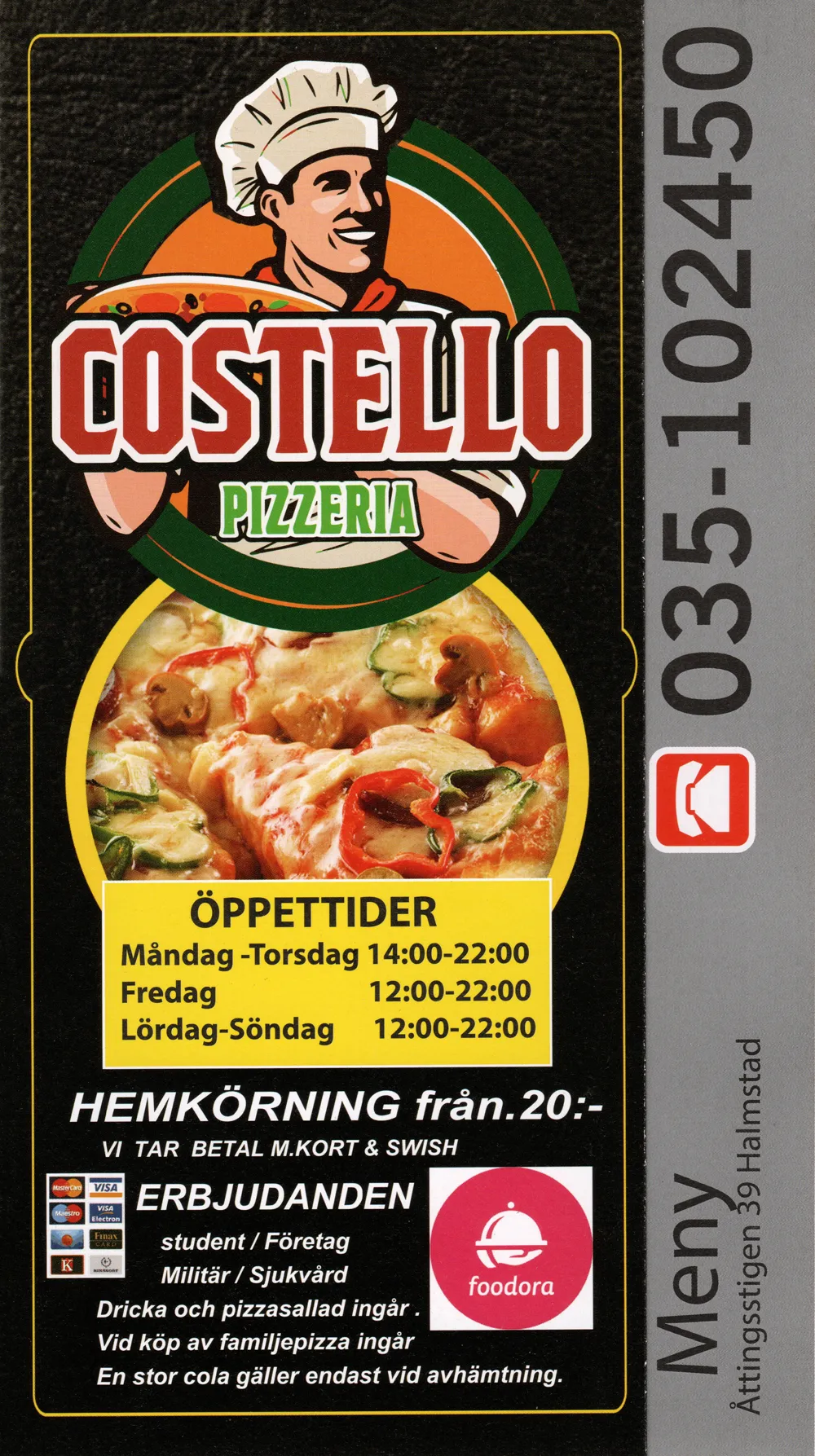Bild på menyn för Costello, Halmstad