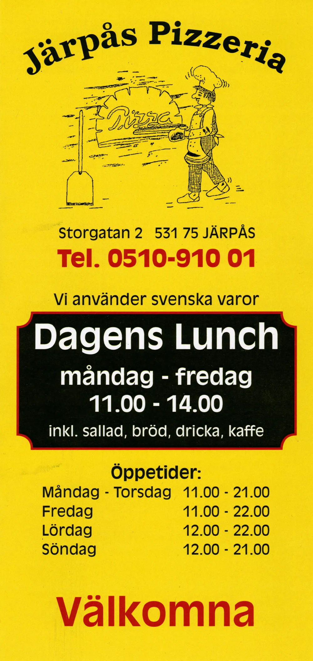 Bild på menyn för Järpås Pizzeria, Lidköping