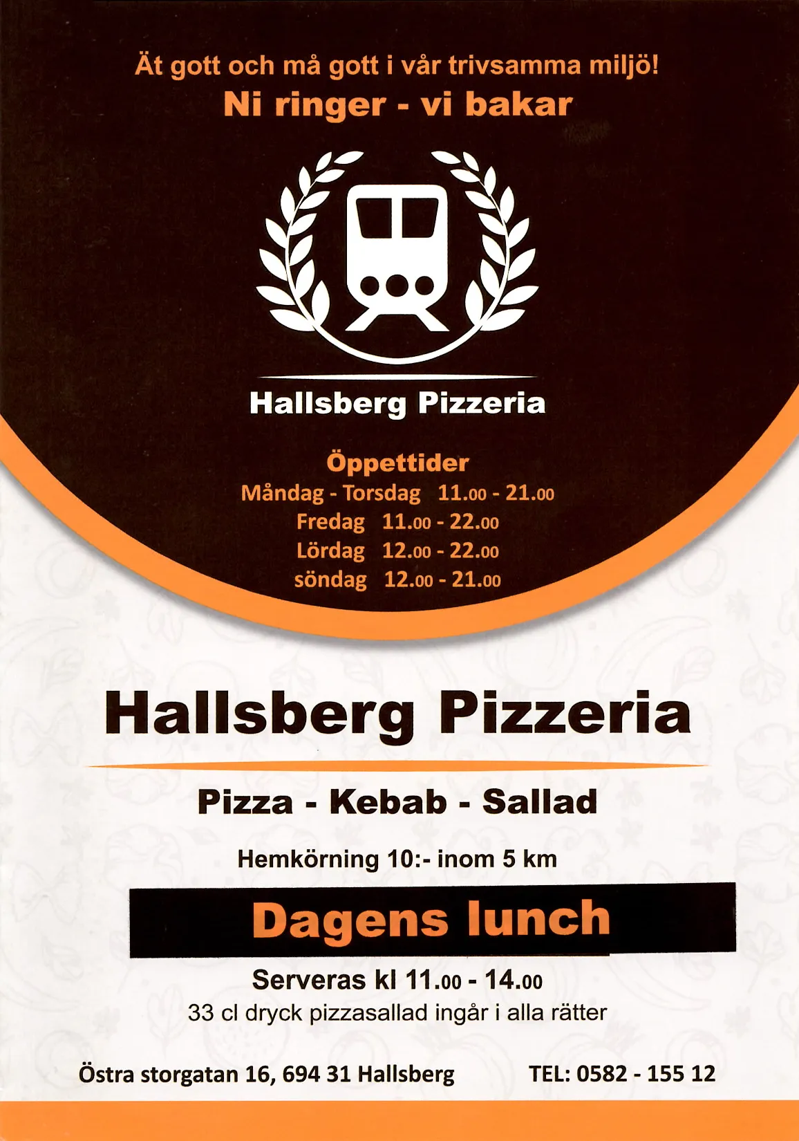 Bild på menyn för Hallsberg Pizzeria, Hallsberg