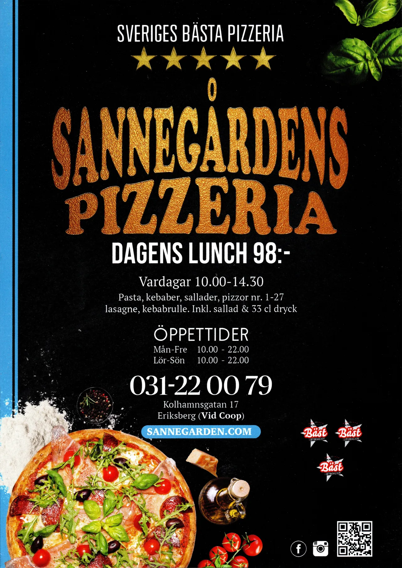 Bild på menyn för Sannegårdens Pizzeria, Göteborg