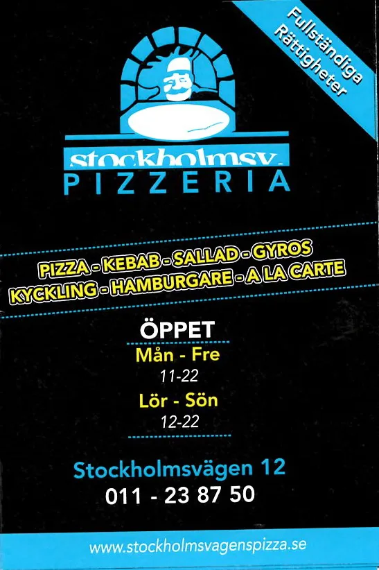 Bild på menyn för Stockholmsvägens Pizzeria, Norrköping