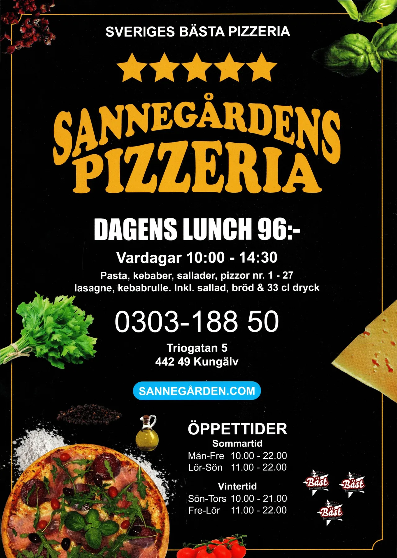 Bild på menyn för Sannegårdens Pizzeria, Kungälv