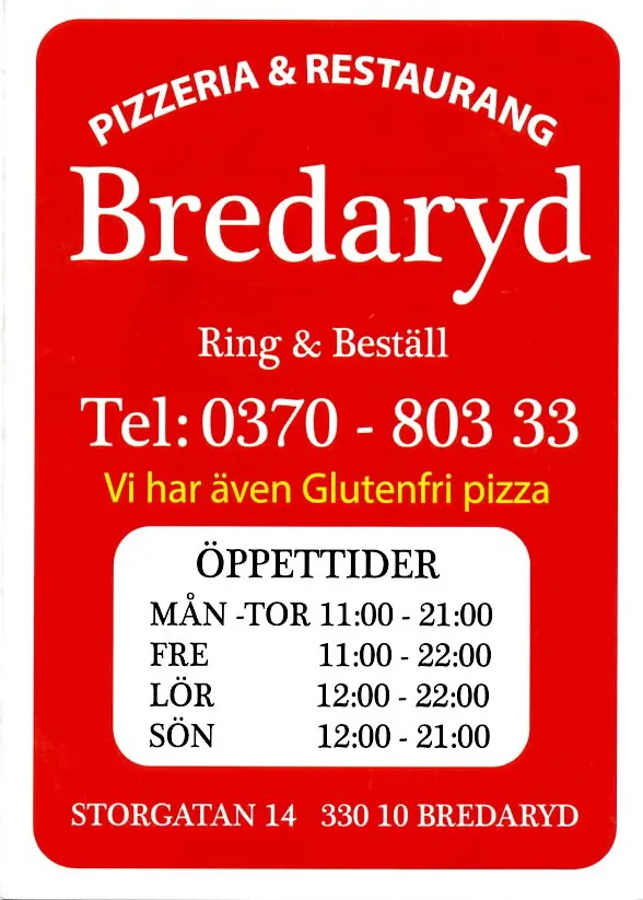Menyn för Bredaryd, Värnamo