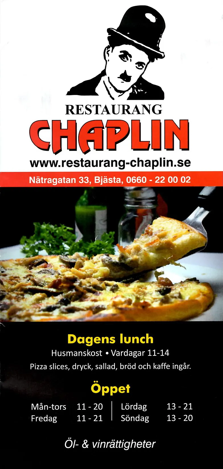 Bild på menyn för Chaplin, Örnsköldsvik