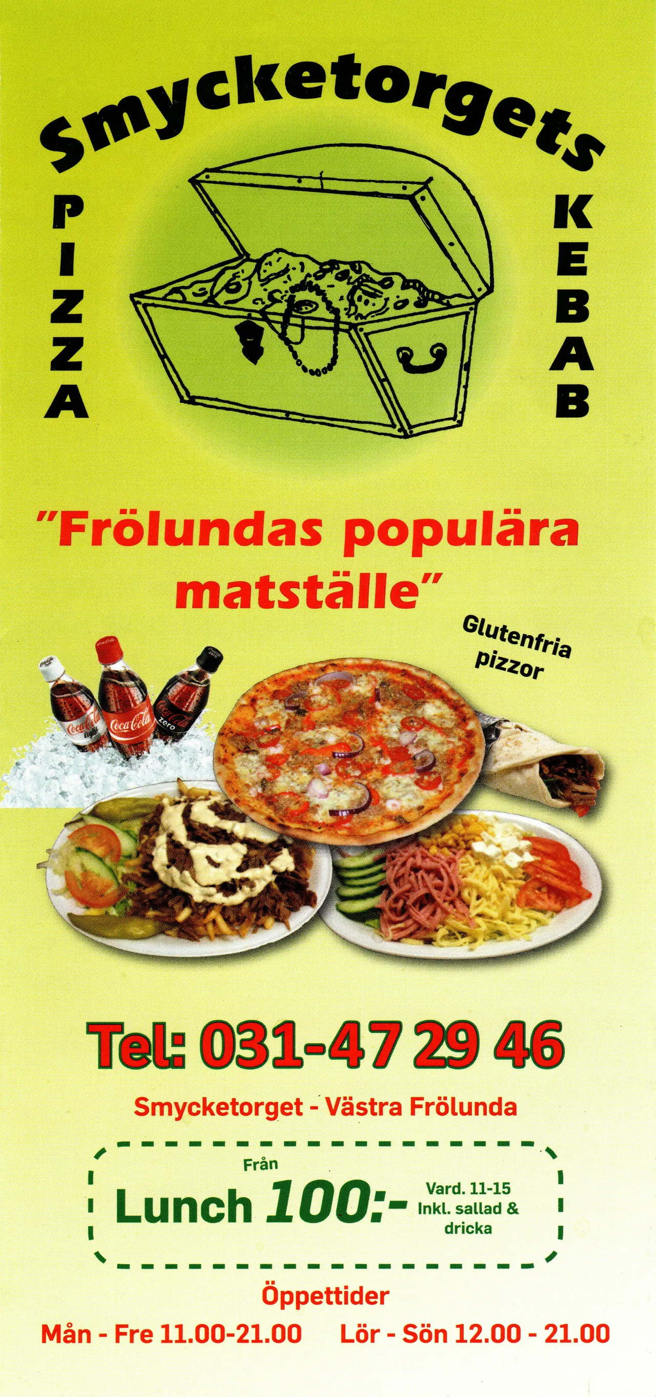 Bild på menyn för Smycketorgets Pizzeria, Göteborg