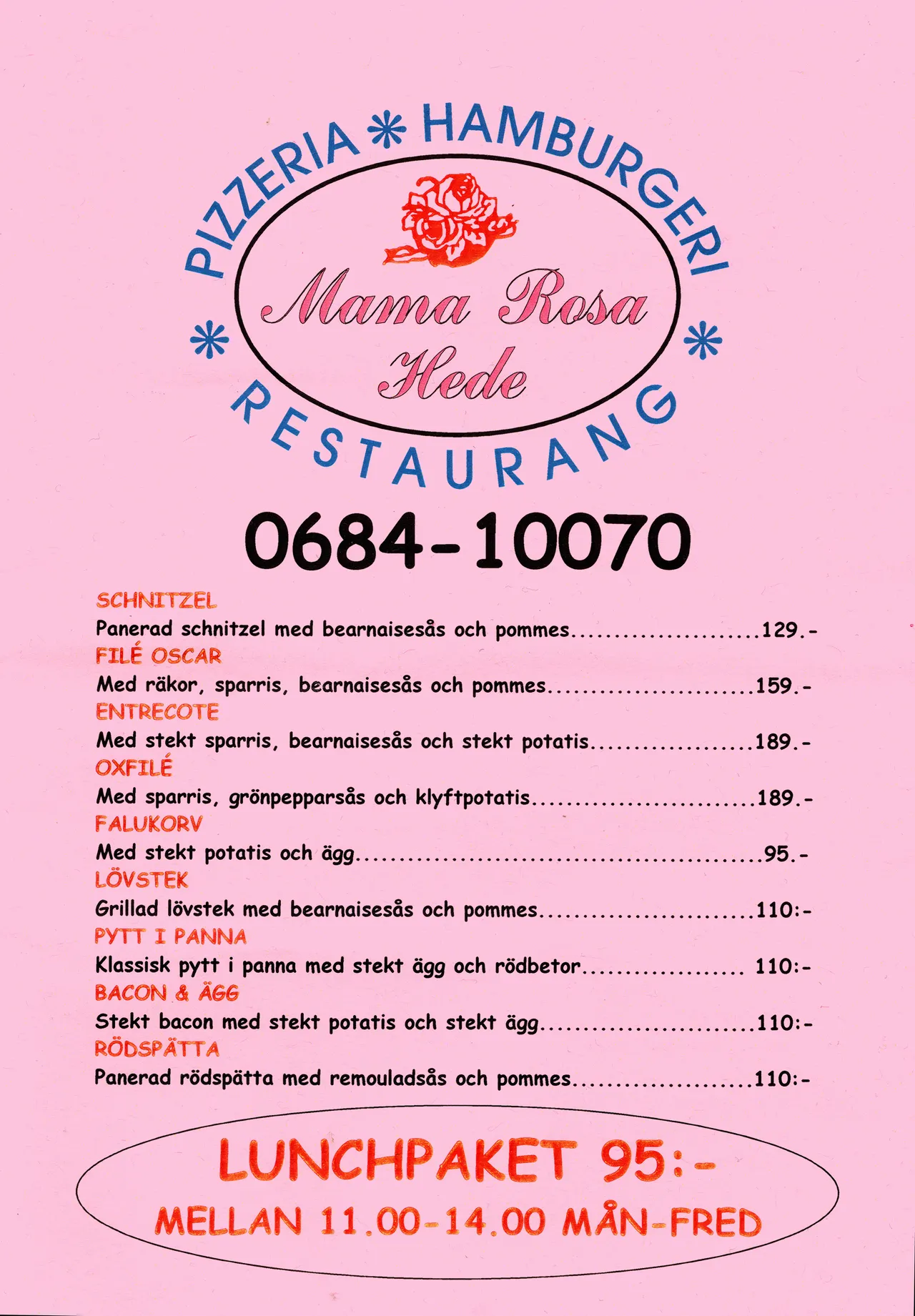 Bild på menyn för Mama Rosa, Härjedalen