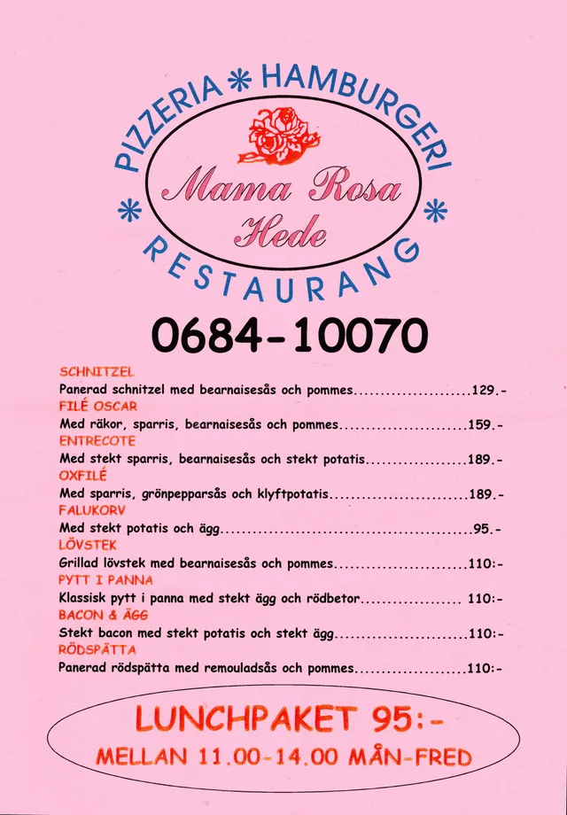 Menyn för Mama Rosa, Härjedalen