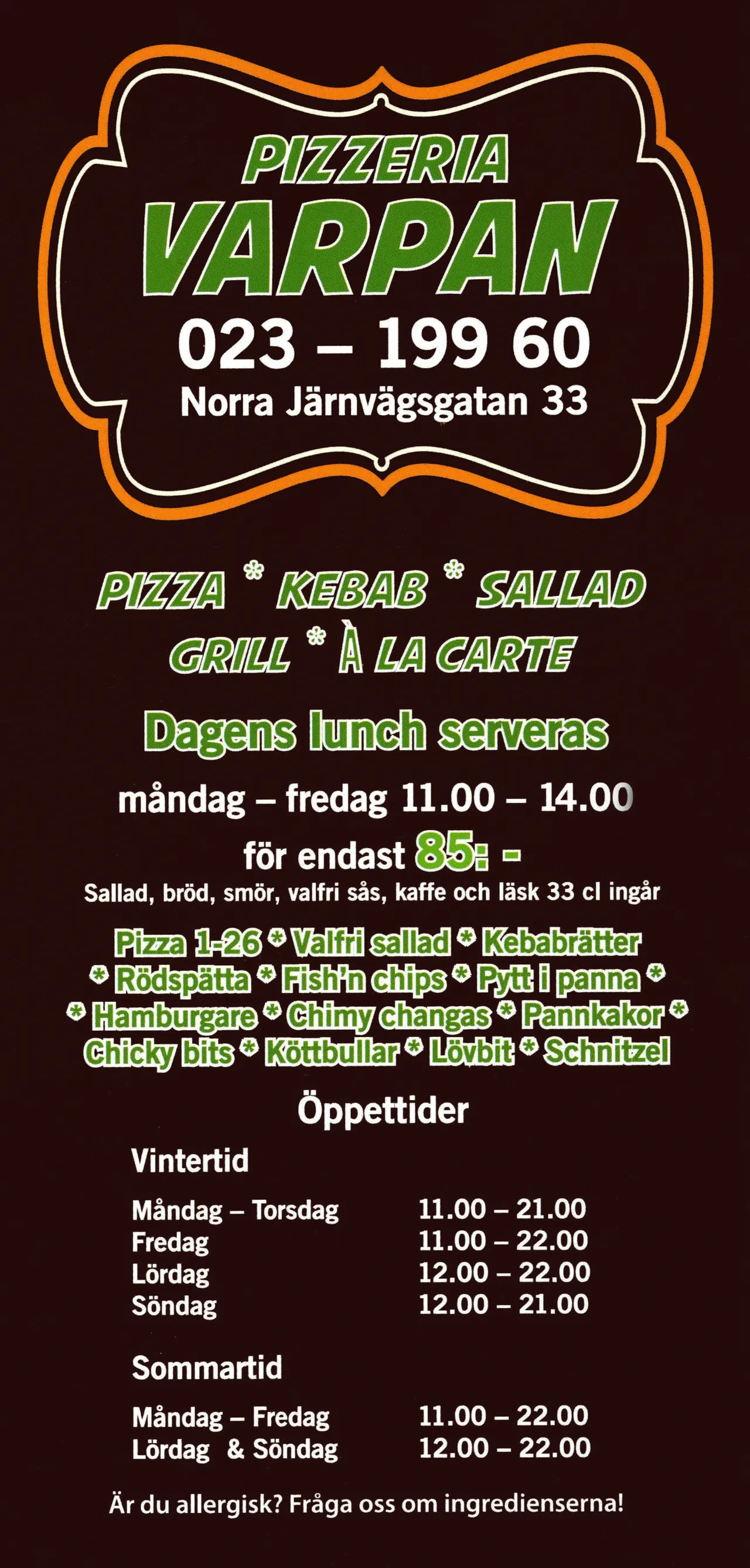 Bild på menyn för Varpan, Falun