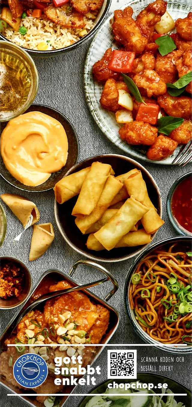Menyn för Chopchop Asian Express, Borås