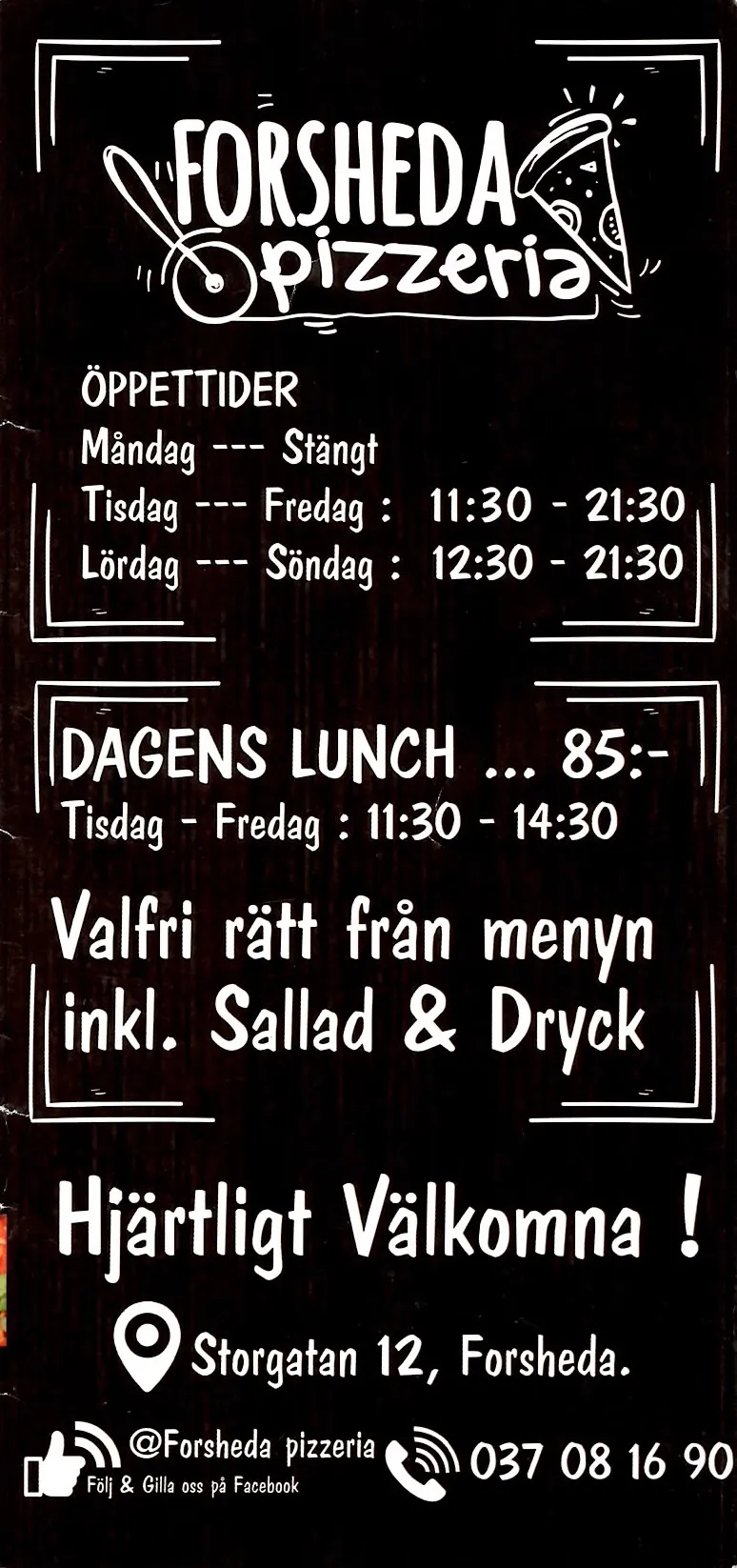Bild på menyn för Forsheda Pizzeria, Värnamo