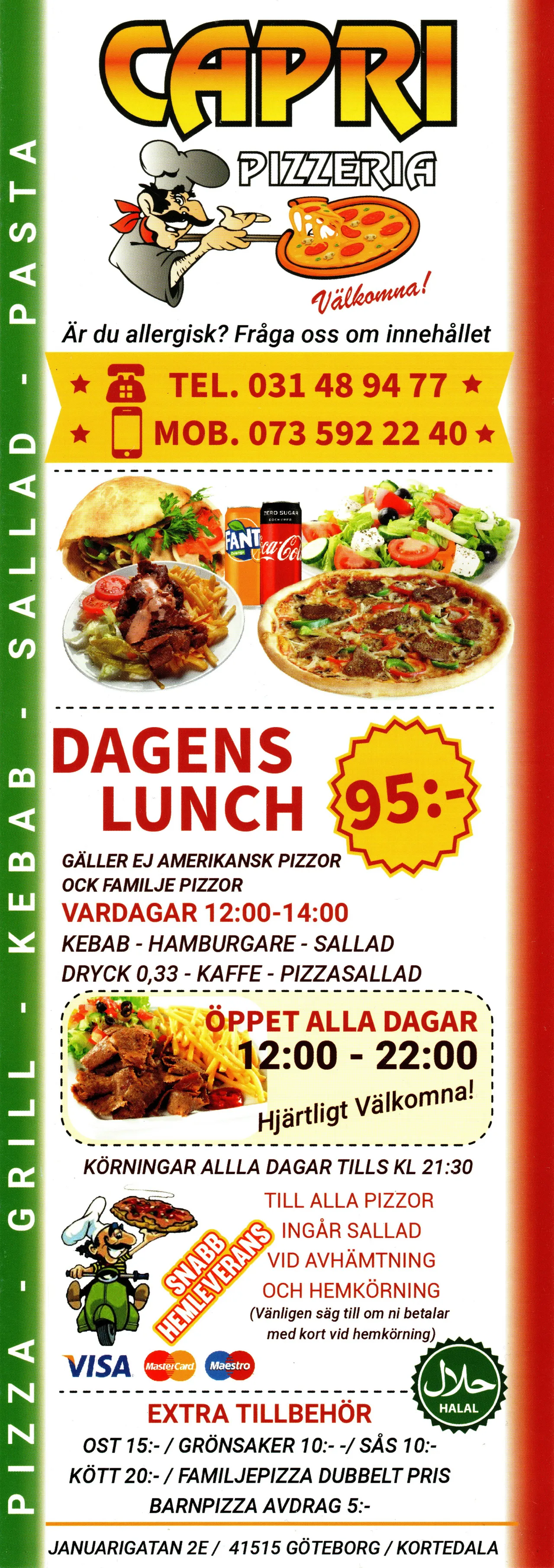 Bild på menyn för Capri, Göteborg
