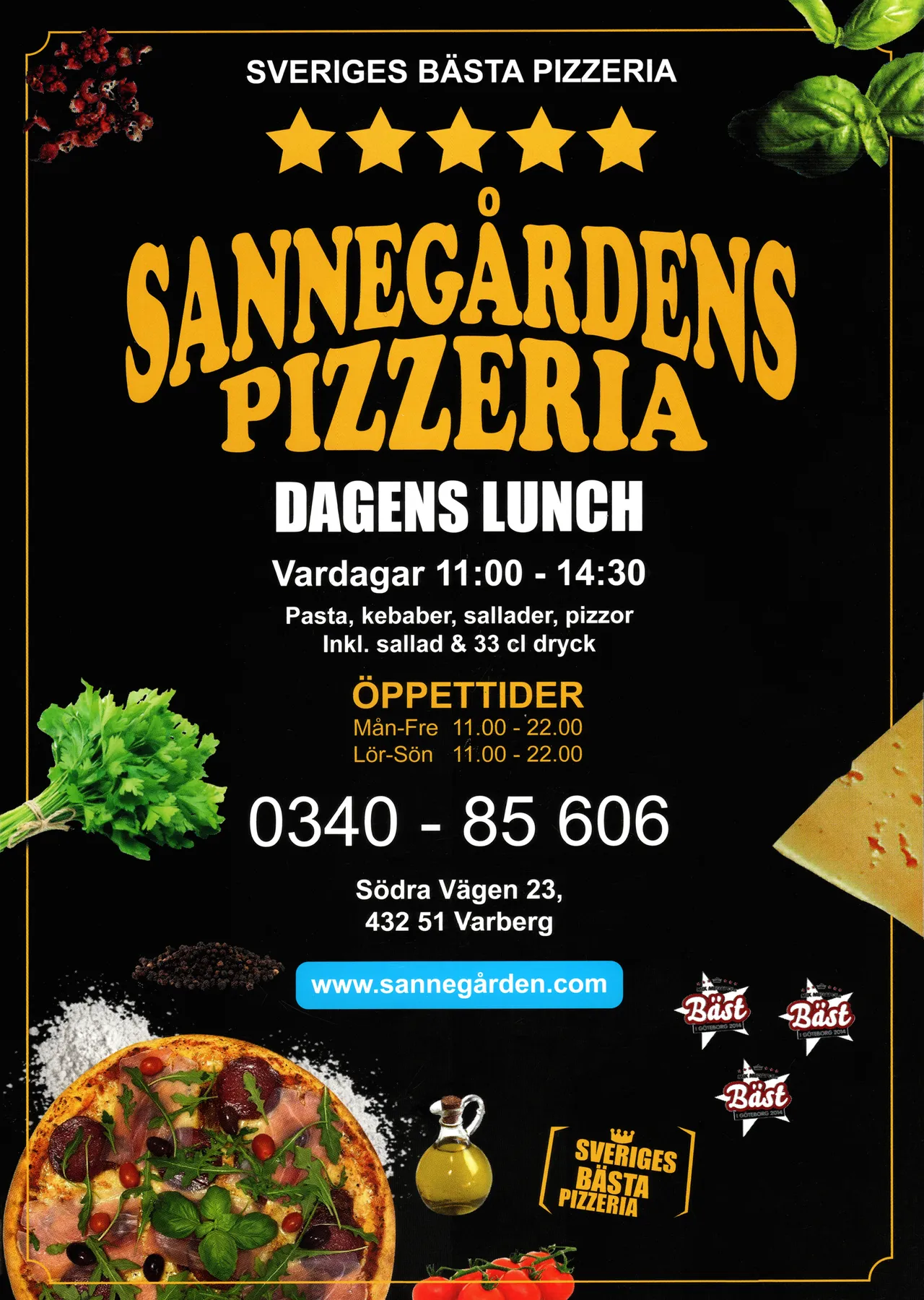 Bild på menyn för Sannegårdens Pizzeria, Varberg