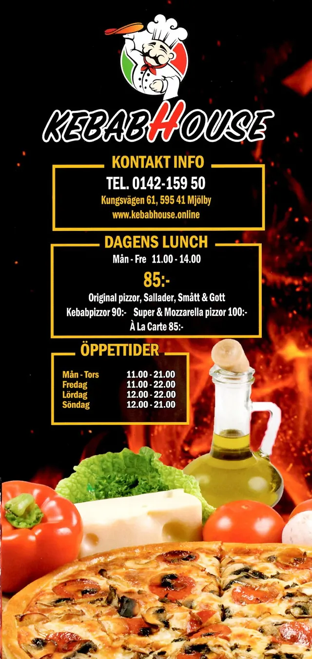 Menyn för KebabHouse, Mjölby
