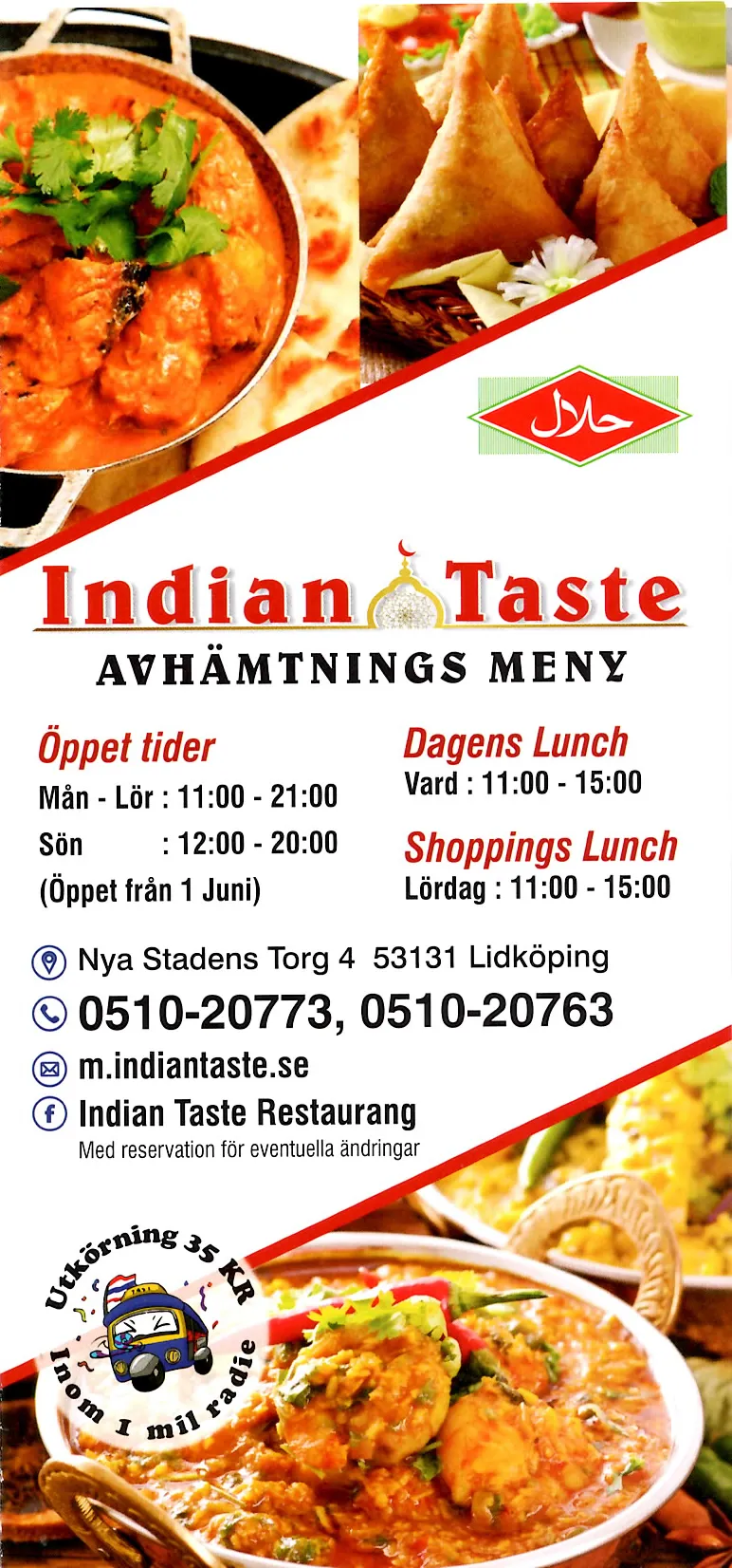 Bild på menyn för Indian Taste, Lidköping